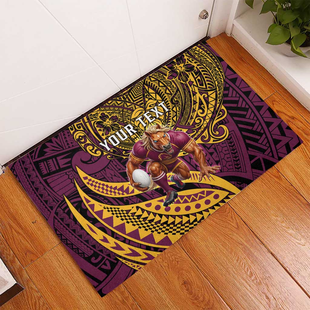 Personalised Brisbane Broncos Rubber Doormat Polynesian Pattern Warrior Horse Rugby