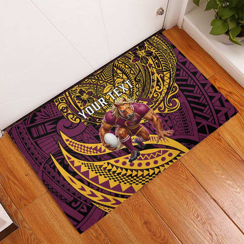 Personalised Brisbane Broncos Rubber Doormat Polynesian Pattern Warrior Horse Rugby