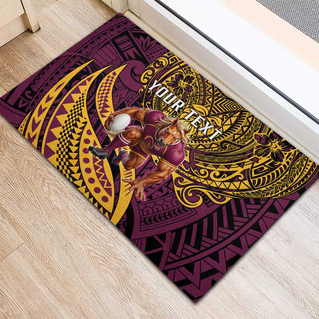 Personalised Brisbane Broncos Rubber Doormat Polynesian Pattern Warrior Horse Rugby