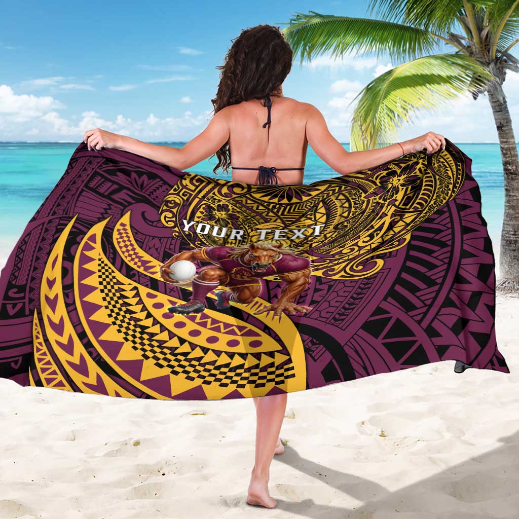Personalised Brisbane Broncos Sarong Polynesian Pattern Warrior Horse Rugby