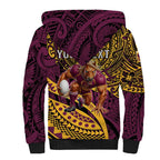 Personalised Brisbane Broncos Sherpa Hoodie Polynesian Pattern Warrior Horse Rugby