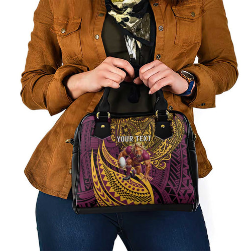 Personalised Brisbane Broncos Shoulder Handbag Polynesian Pattern Warrior Horse Rugby