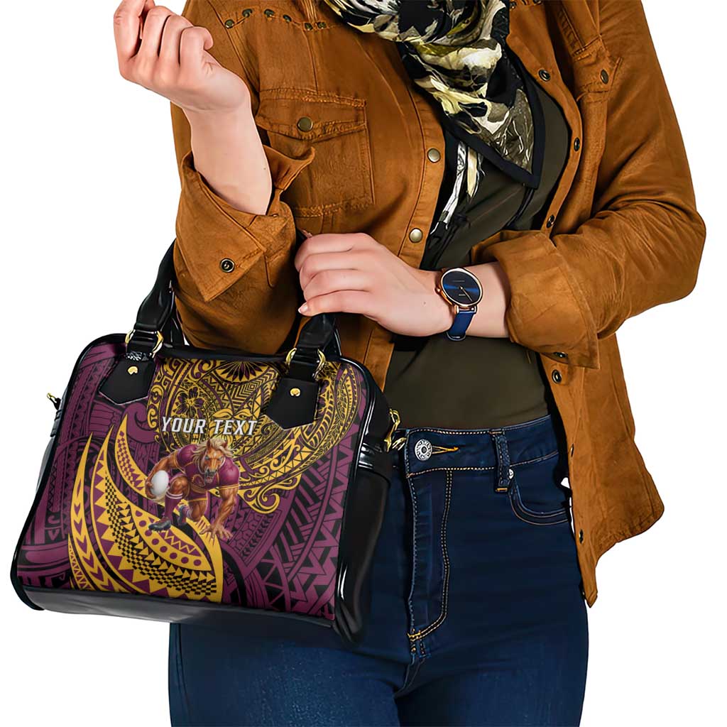 Personalised Brisbane Broncos Shoulder Handbag Polynesian Pattern Warrior Horse Rugby