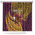 Personalised Brisbane Broncos Shower Curtain Polynesian Pattern Warrior Horse Rugby
