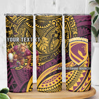 Personalised Brisbane Broncos Skinny Tumbler Polynesian Pattern Warrior Horse Rugby