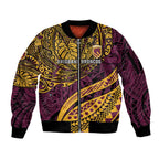 Personalised Brisbane Broncos Sleeve Zip Bomber Jacket Polynesian Pattern Warrior Horse Rugby