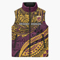 Personalised Brisbane Broncos Sleeveless Puffer Jacket Polynesian Pattern Warrior Horse Rugby