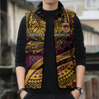 Personalised Brisbane Broncos Sleeveless Puffer Jacket Polynesian Pattern Warrior Horse Rugby