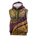 Personalised Brisbane Broncos Sleeveless Zip Hoodie Polynesian Pattern Warrior Horse Rugby
