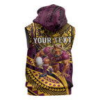 Personalised Brisbane Broncos Sleeveless Zip Hoodie Polynesian Pattern Warrior Horse Rugby
