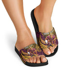 Personalised Brisbane Broncos Slide Sandals Polynesian Pattern Warrior Horse Rugby