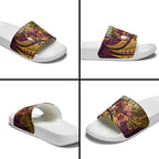 Personalised Brisbane Broncos Slide Sandals Polynesian Pattern Warrior Horse Rugby