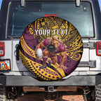 Personalised Brisbane Broncos Spare Tire Cover Polynesian Pattern Warrior Horse Rugby