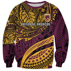 Personalised Brisbane Broncos Sweatshirt Polynesian Pattern Warrior Horse Rugby