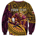 Personalised Brisbane Broncos Sweatshirt Polynesian Pattern Warrior Horse Rugby
