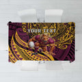 Personalised Brisbane Broncos Tablecloth Polynesian Pattern Warrior Horse Rugby
