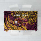 Personalised Brisbane Broncos Tablecloth Polynesian Pattern Warrior Horse Rugby