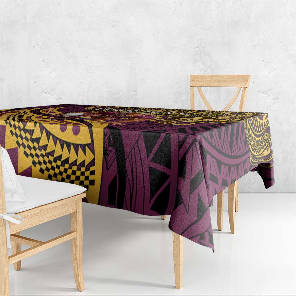 Personalised Brisbane Broncos Tablecloth Polynesian Pattern Warrior Horse Rugby