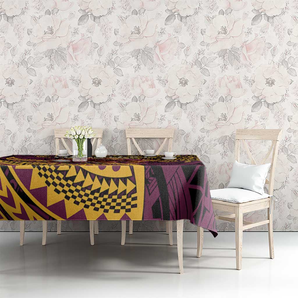 Personalised Brisbane Broncos Tablecloth Polynesian Pattern Warrior Horse Rugby