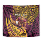Personalised Brisbane Broncos Tapestry Polynesian Pattern Warrior Horse Rugby