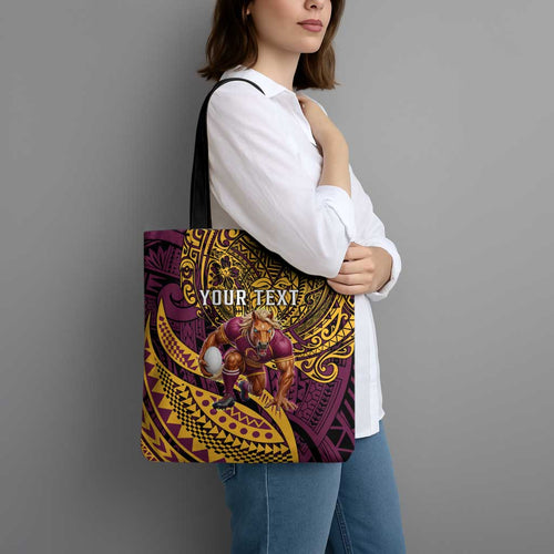 Personalised Brisbane Broncos Tote Bag Polynesian Pattern Warrior Horse Rugby