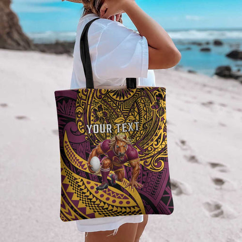 Personalised Brisbane Broncos Tote Bag Polynesian Pattern Warrior Horse Rugby