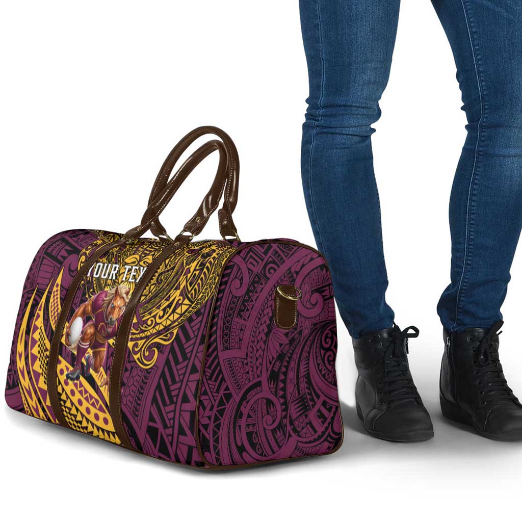 Personalised Brisbane Broncos Travel Bag Polynesian Pattern Warrior Horse Rugby