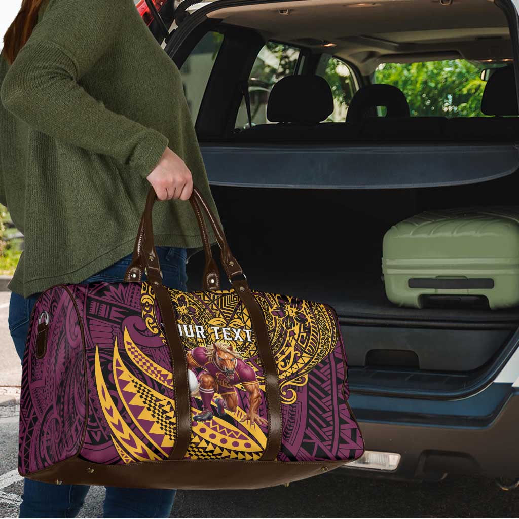 Personalised Brisbane Broncos Travel Bag Polynesian Pattern Warrior Horse Rugby