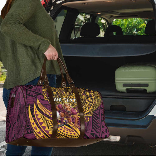 Personalised Brisbane Broncos Travel Bag Polynesian Pattern Warrior Horse Rugby