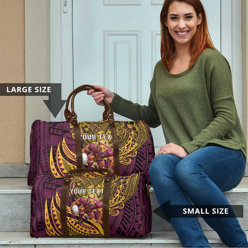 Personalised Brisbane Broncos Travel Bag Polynesian Pattern Warrior Horse Rugby
