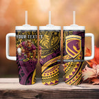 Personalised Brisbane Broncos Tumbler With Handle Polynesian Pattern Warrior Horse Rugby
