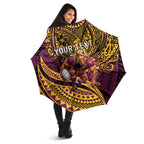 Personalised Brisbane Broncos Umbrella Polynesian Pattern Warrior Horse Rugby