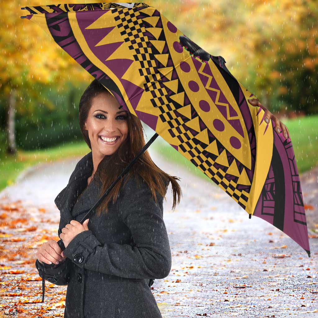Personalised Brisbane Broncos Umbrella Polynesian Pattern Warrior Horse Rugby