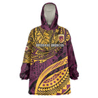 Personalised Brisbane Broncos Wearable Blanket Hoodie Polynesian Pattern Warrior Horse Rugby