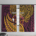 Personalised Brisbane Broncos Window Curtain Polynesian Pattern Warrior Horse Rugby