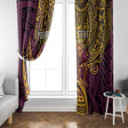 Personalised Brisbane Broncos Window Curtain Polynesian Pattern Warrior Horse Rugby
