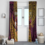 Personalised Brisbane Broncos Window Curtain Polynesian Pattern Warrior Horse Rugby