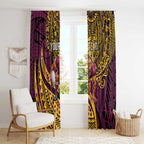 Personalised Brisbane Broncos Window Curtain Polynesian Pattern Warrior Horse Rugby