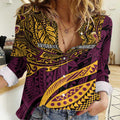Personalised Brisbane Broncos Women Casual Shirt Polynesian Pattern Warrior Horse Rugby
