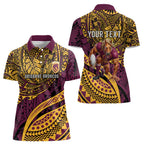 Personalised Brisbane Broncos Women Polo Shirt Polynesian Pattern Warrior Horse Rugby