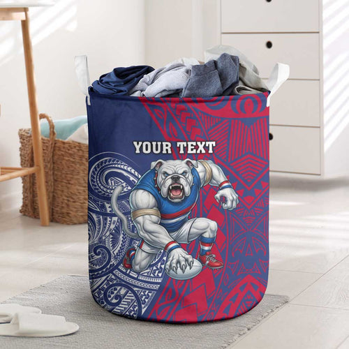 Personalised Western Bulldogs Mascot Laundry Basket Polynesian Tribal Pattern Bold Bulldog Football
