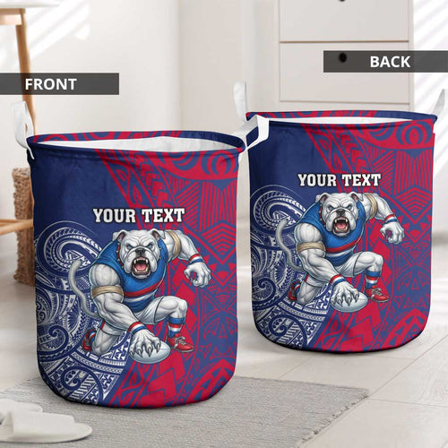 Personalised Western Bulldogs Mascot Laundry Basket Polynesian Tribal Pattern Bold Bulldog Football