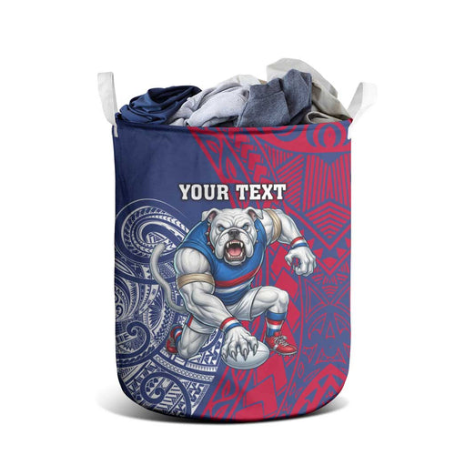 Personalised Western Bulldogs Mascot Laundry Basket Polynesian Tribal Pattern Bold Bulldog Football