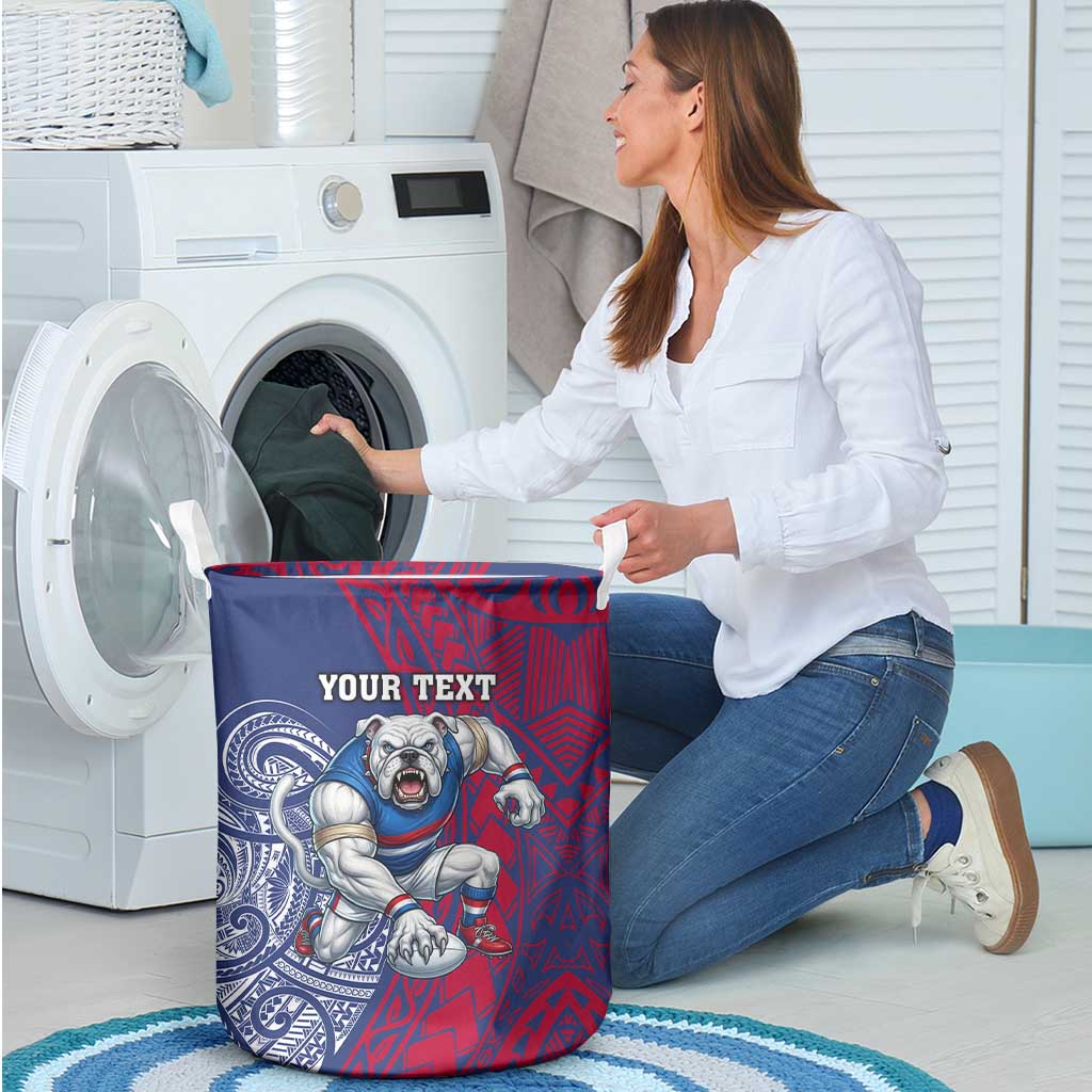 Personalised Western Bulldogs Mascot Laundry Basket Polynesian Tribal Pattern Bold Bulldog Football