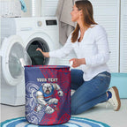 Personalised Western Bulldogs Mascot Laundry Basket Polynesian Tribal Pattern Bold Bulldog Football