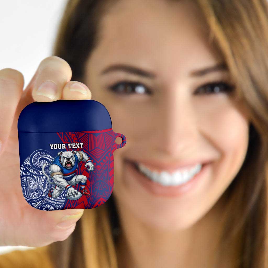 Personalised Western Bulldogs Mascot AirPods Case Polynesian Tribal Pattern Bold Bulldog Football