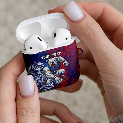 Personalised Western Bulldogs Mascot AirPods Case Polynesian Tribal Pattern Bold Bulldog Football