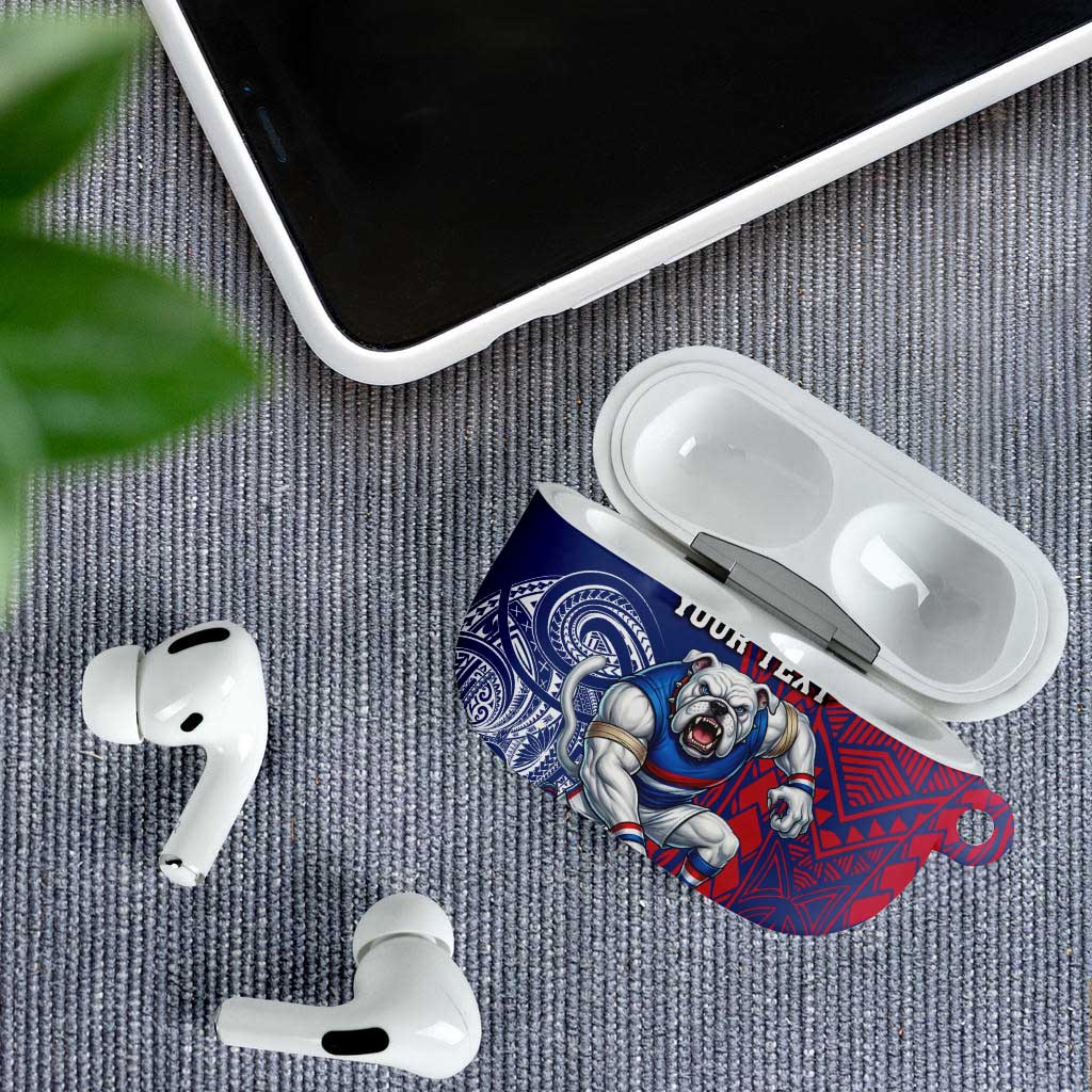 Personalised Western Bulldogs Mascot AirPods Case Polynesian Tribal Pattern Bold Bulldog Football