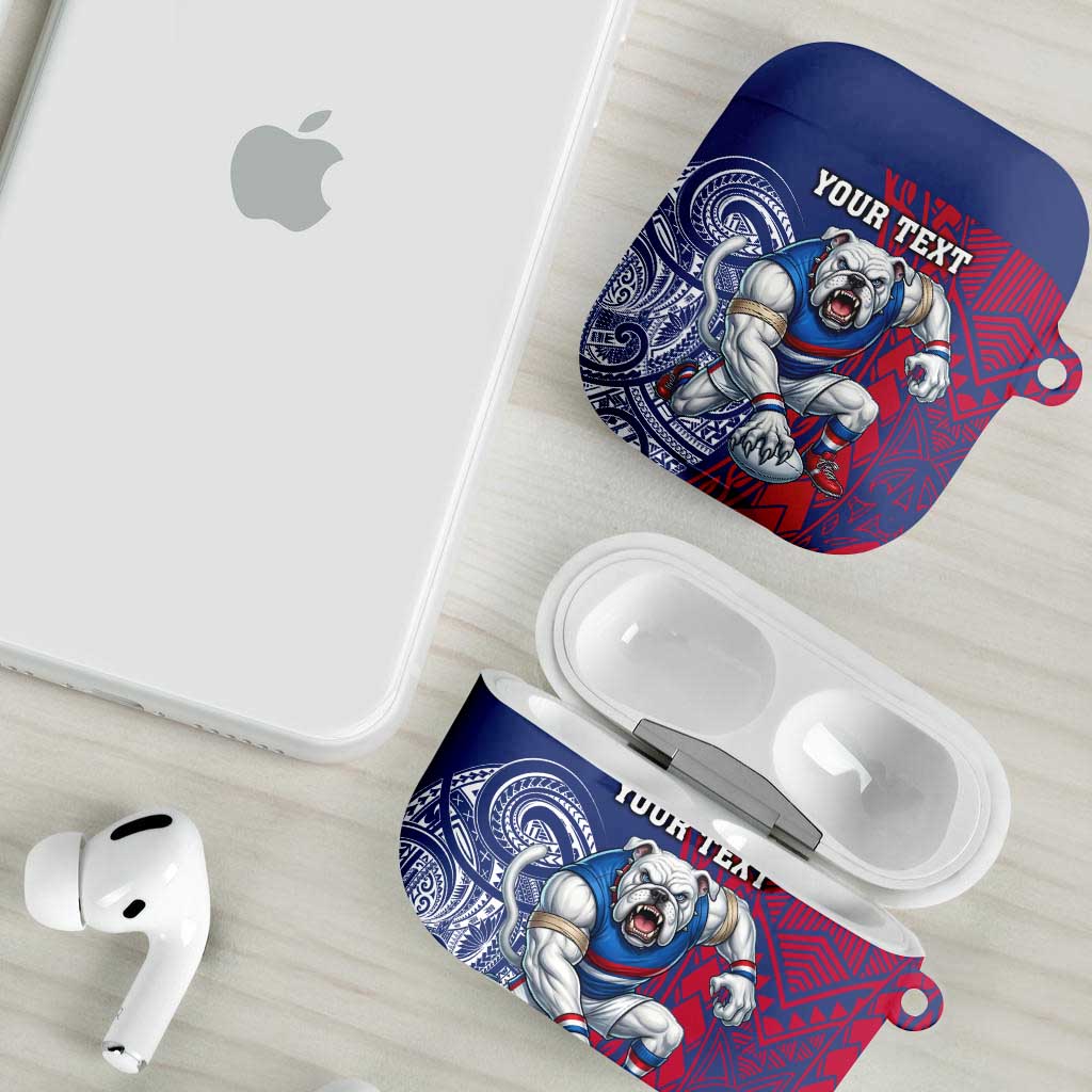Personalised Western Bulldogs Mascot AirPods Case Polynesian Tribal Pattern Bold Bulldog Football