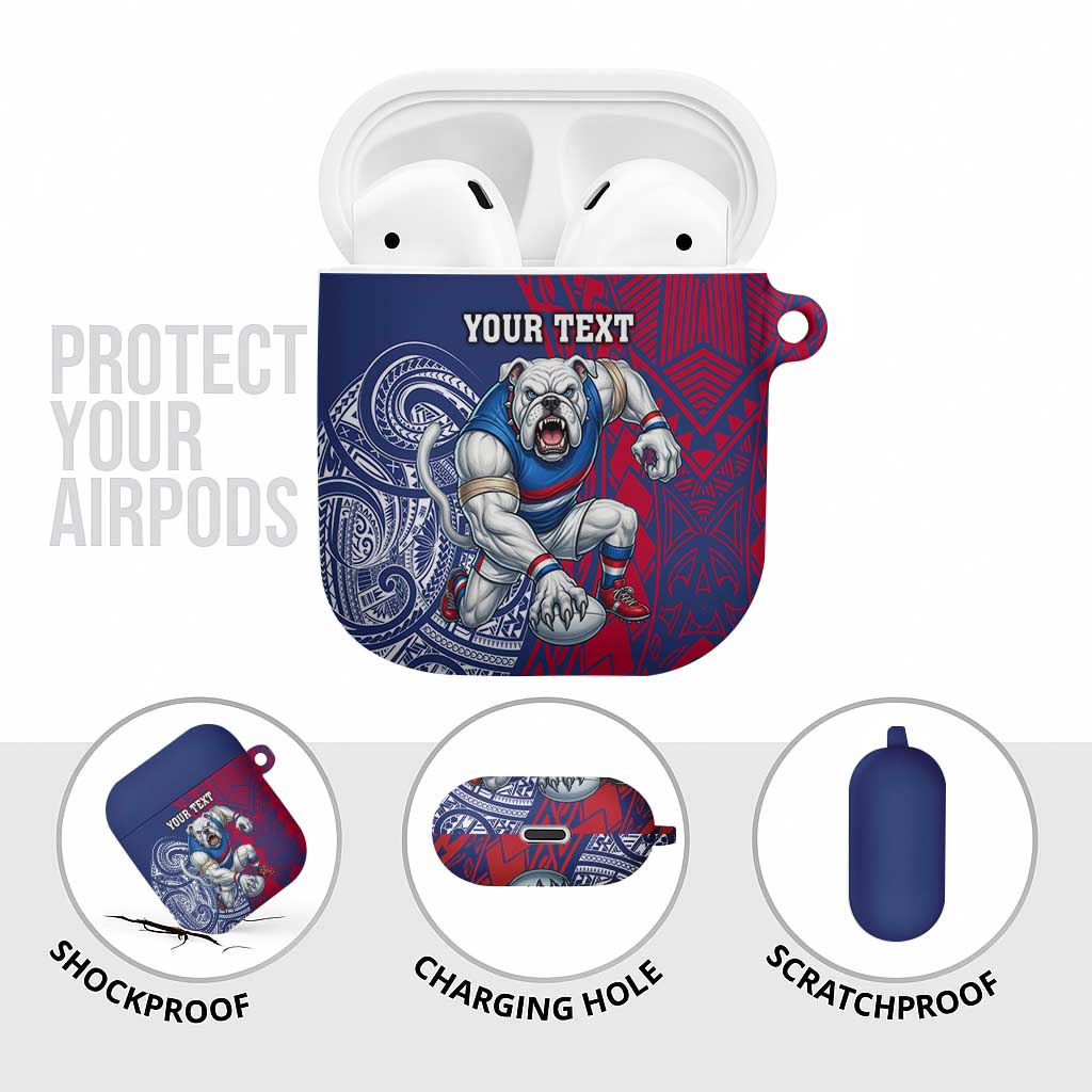 Personalised Western Bulldogs Mascot AirPods Case Polynesian Tribal Pattern Bold Bulldog Football